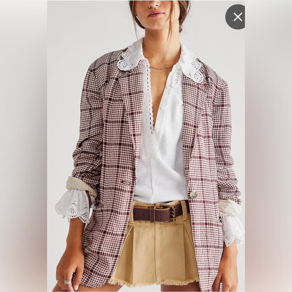 New  We the Free Houndstooth Beckett Boyfriend Blazer